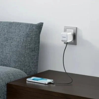 Wall Charger Dual Port | Retractable Gan Charger Powerology - White